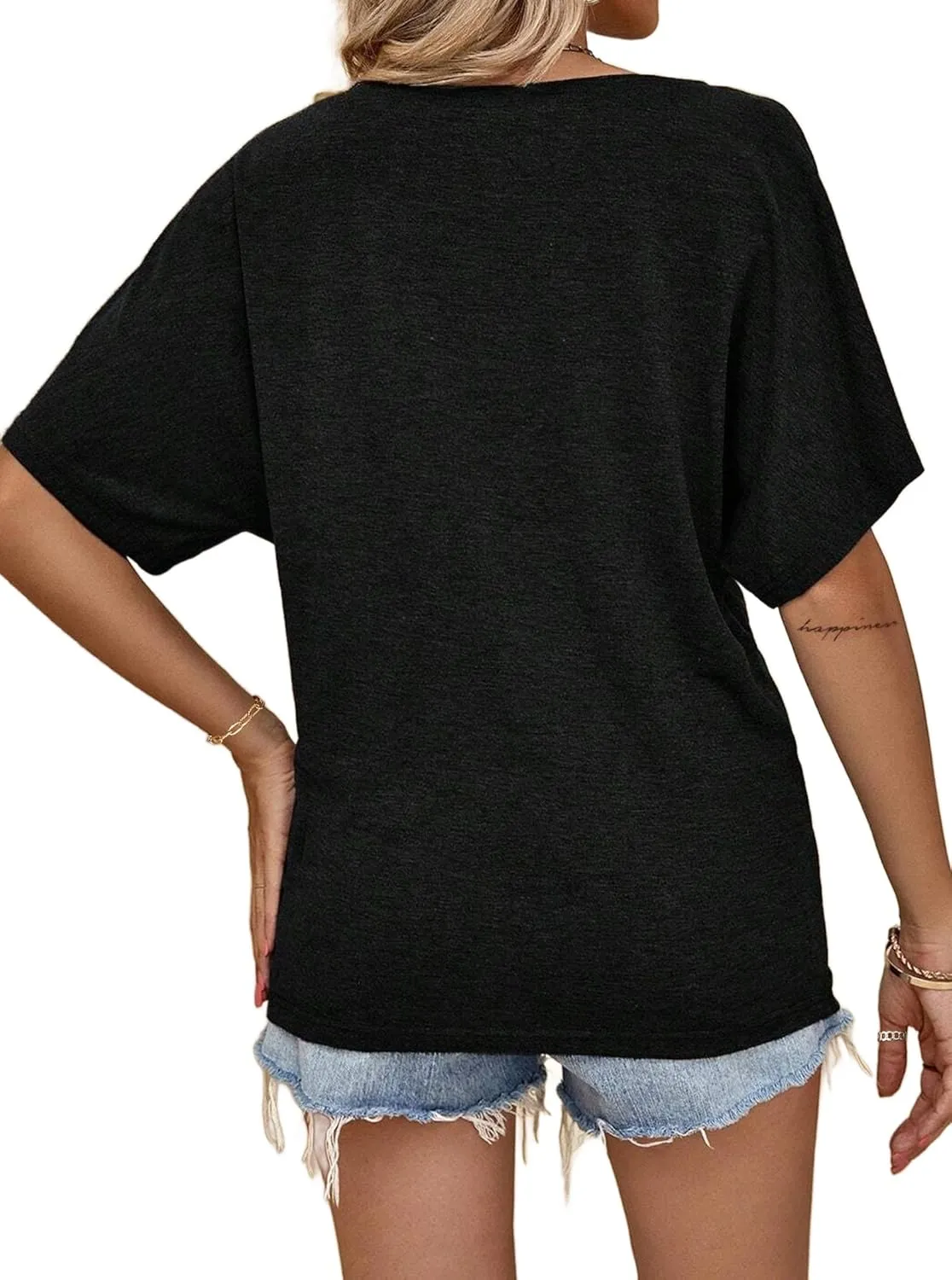 Hilinker Womens Sexy Off The Shoulder Tops Short Batwing Sleeve T Shirt Oversized Casual Tee