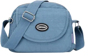 Hobo Crossbody Bags for Women Crossbody Purses and Handbags Lightweight Pocketbook Nylon Quilted Shoulder Purse(Light blue)