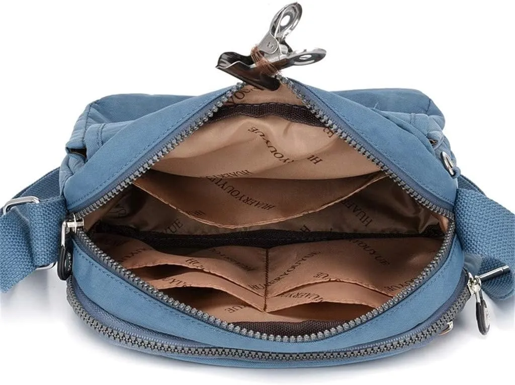 Hobo Crossbody Bags for Women Crossbody Purses and Handbags Lightweight Pocketbook Nylon Quilted Shoulder Purse(Light blue)