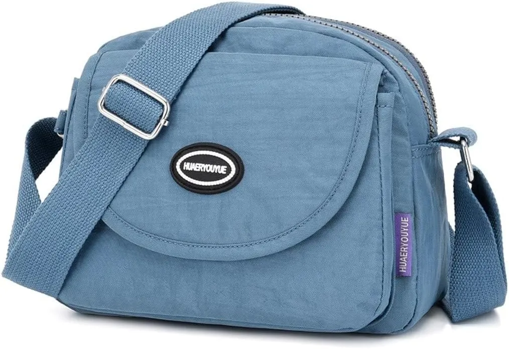 Hobo Crossbody Bags for Women Crossbody Purses and Handbags Lightweight Pocketbook Nylon Quilted Shoulder Purse(Light blue)
