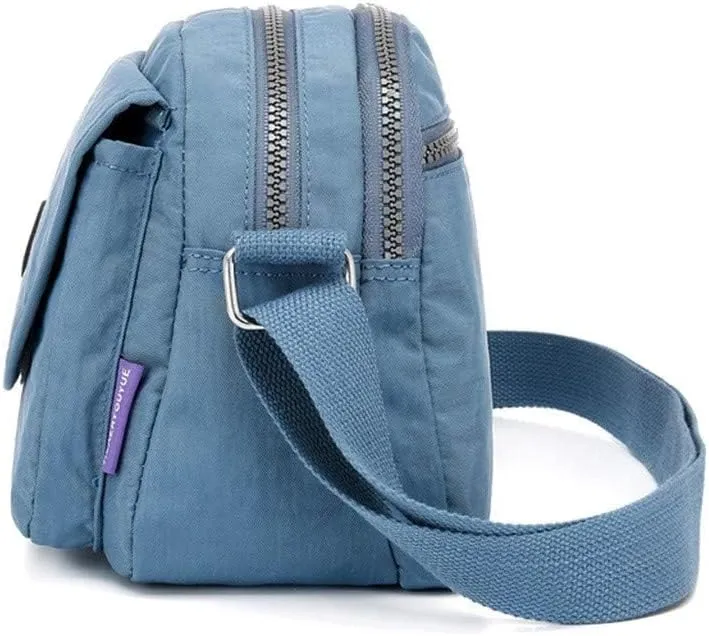 Hobo Crossbody Bags for Women Crossbody Purses and Handbags Lightweight Pocketbook Nylon Quilted Shoulder Purse(Light blue)