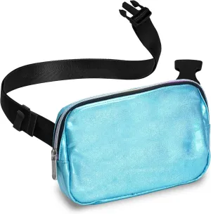 Holographic Blue Crossbody Belt Bag for Women  Stylish Fanny Pack, Functional and Fashion Waist Packs for Travel, Festivals, and Everyday Use