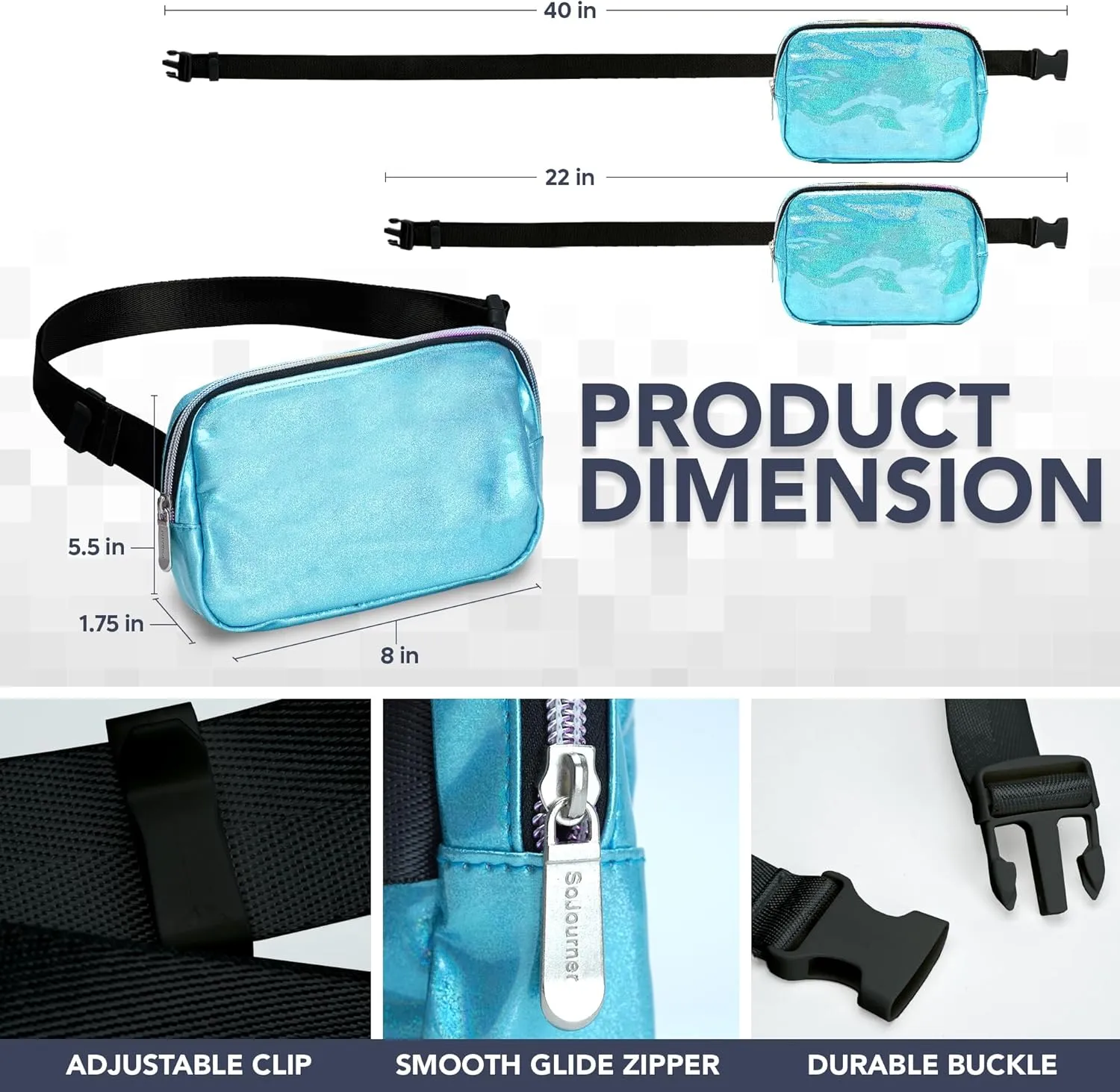 Holographic Blue Crossbody Belt Bag for Women  Stylish Fanny Pack, Functional and Fashion Waist Packs for Travel, Festivals, and Everyday Use