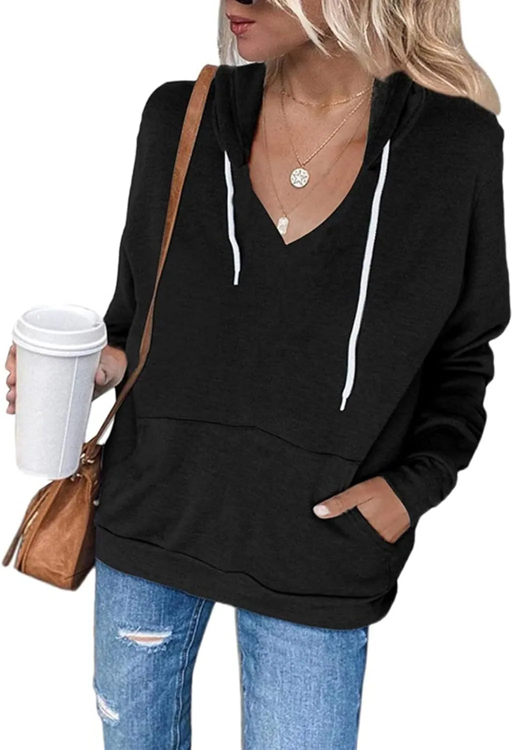 Hoodies Sweatshirts for Women Long Sleeve Shirts Zip Up Fleece Hoodie Jacket Fall Clothes Top with Pocket 2024
