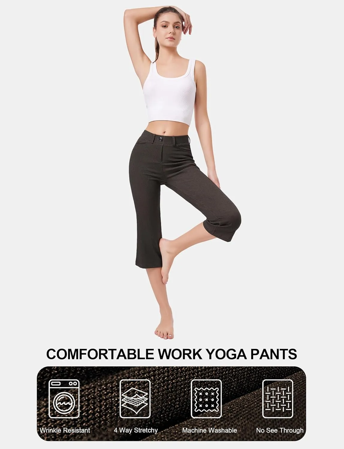 Houmous S-XXL 29''31''33''35'' Inseam Women's Bootcut Dress Pants with Pocket Stretch Work Lounge Pant Office Casual Pants