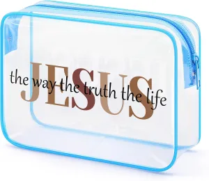 Jesus Bible Verse Makeup Bag Christian Gift for Women Girl Inspiration Religious Present for Daughetr Sisiter Friend Aunt Cosmetic Bag Baptismal Christmas Birthday Present Travel Pouch with Zipper