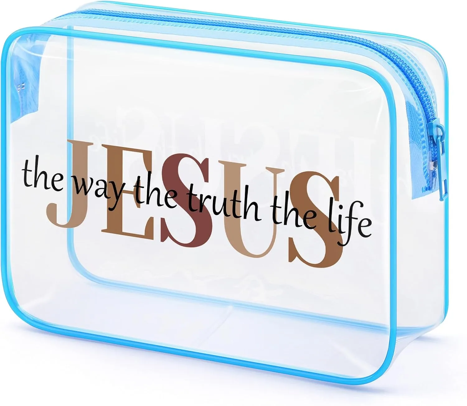 Jesus Bible Verse Makeup Bag Christian Gift for Women Girl Inspiration Religious Present for Daughetr Sisiter Friend Aunt Cosmetic Bag Baptismal Christmas Birthday Present Travel Pouch with Zipper