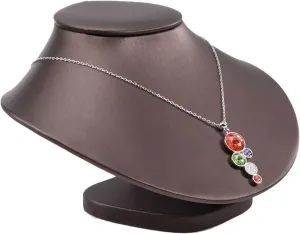 Jewelry Rack Bust Display Low Chain Necklace Pendant Chain Jewelry Bust Display Holder Stand PU Faux Leather Mannequin Bust Display Holder Stand for Girls Women Jewelry Display