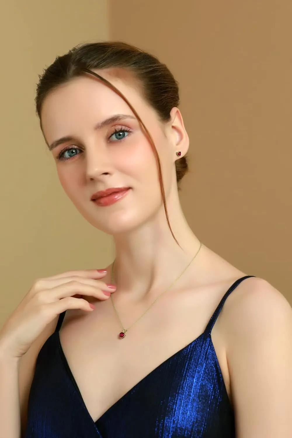 Jewelry Sets for Women, Necklace and Earring Sets for Women, Birthstone Jewelry, Genuine or Synthetic Gemstone, Heart Solitaire, Pendant Necklace, Stud Earrings, Silver Jewelry or Gold Flash