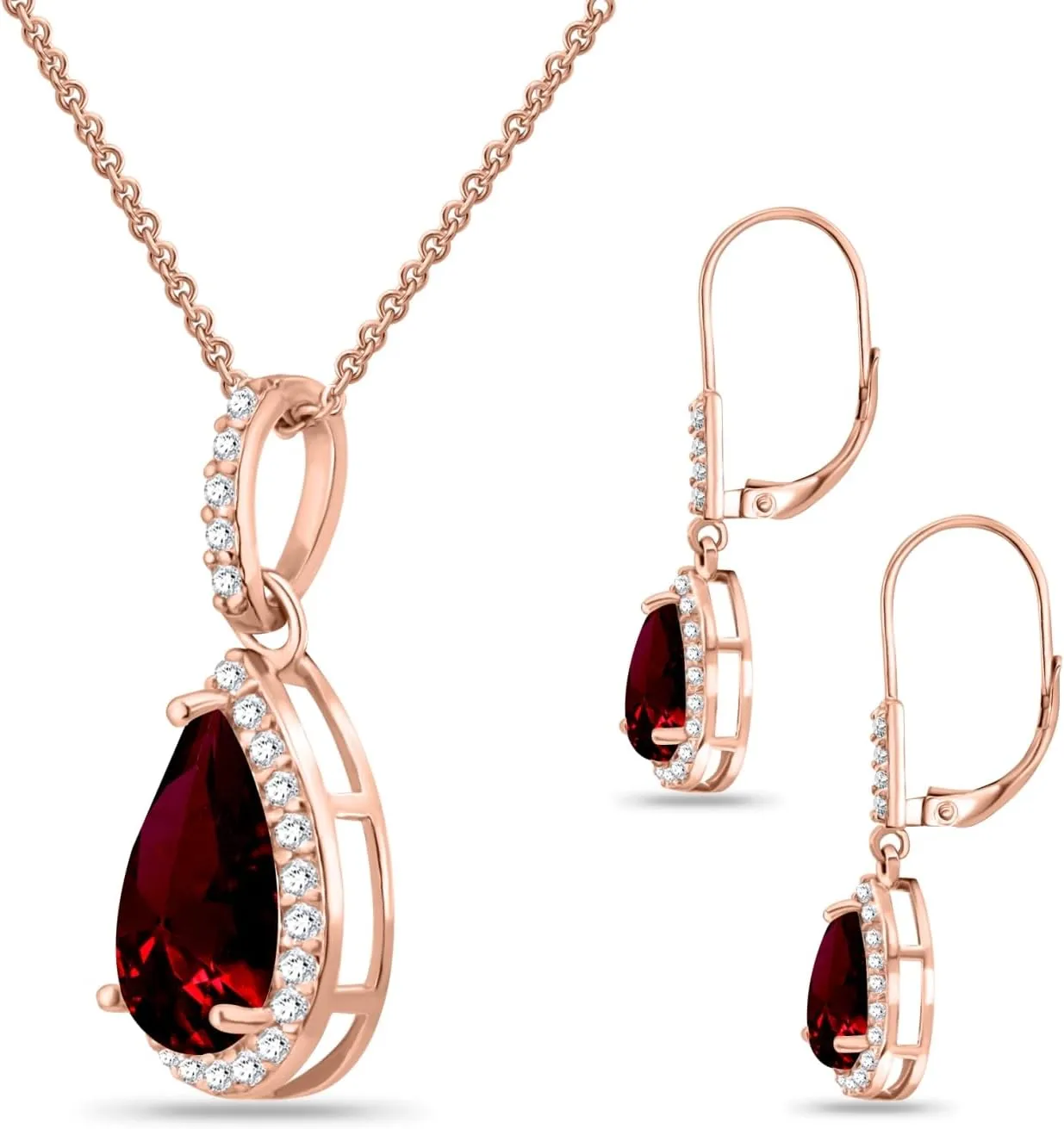 Jewelry Sets for Women, Necklace and Earring Sets for Women, Birthstone Jewelry, Genuine or Synthetic Gemstones, Teardrop Necklace and Dangle Earrings, Pendant Necklace, Sterling Silver Jewelry