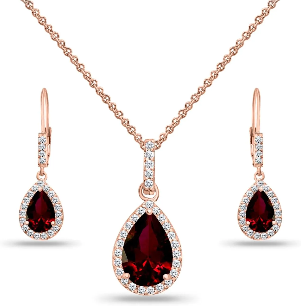 Jewelry Sets for Women, Necklace and Earring Sets for Women, Birthstone Jewelry, Genuine or Synthetic Gemstones, Teardrop Necklace and Dangle Earrings, Pendant Necklace, Sterling Silver Jewelry