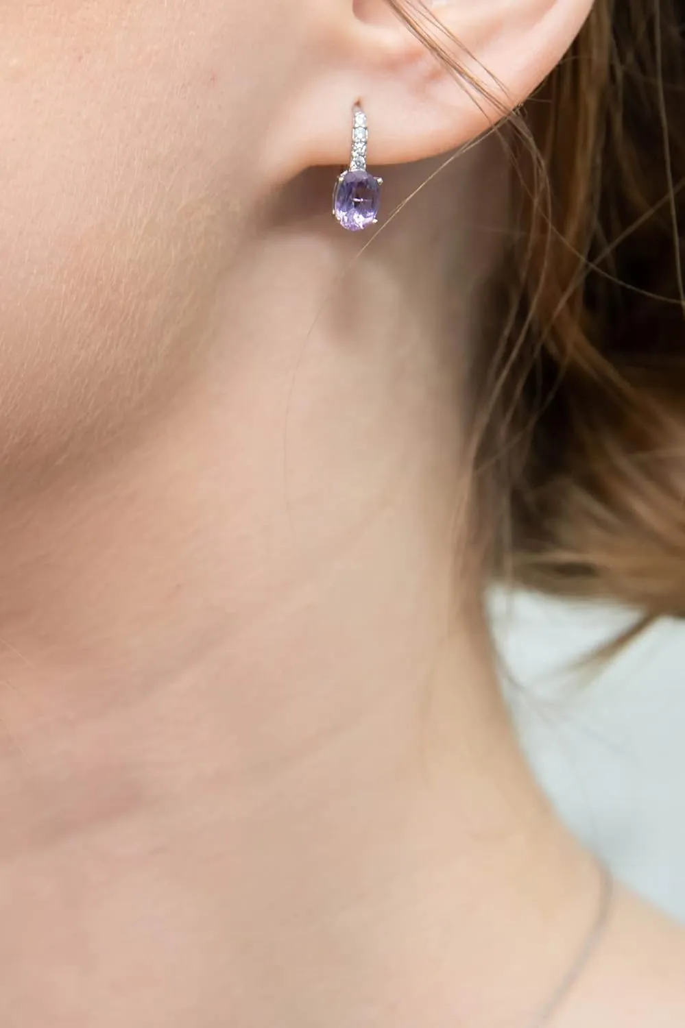 Jewelry Sets for Women, Necklace Earring Sets for Women, Birthstone Jewelry, Genuine Synthetic Gems, Oval Dainty Necklace and Drop Earrings, Pendant Necklace, Huggie Earrings, Sterling Silver Jewelry