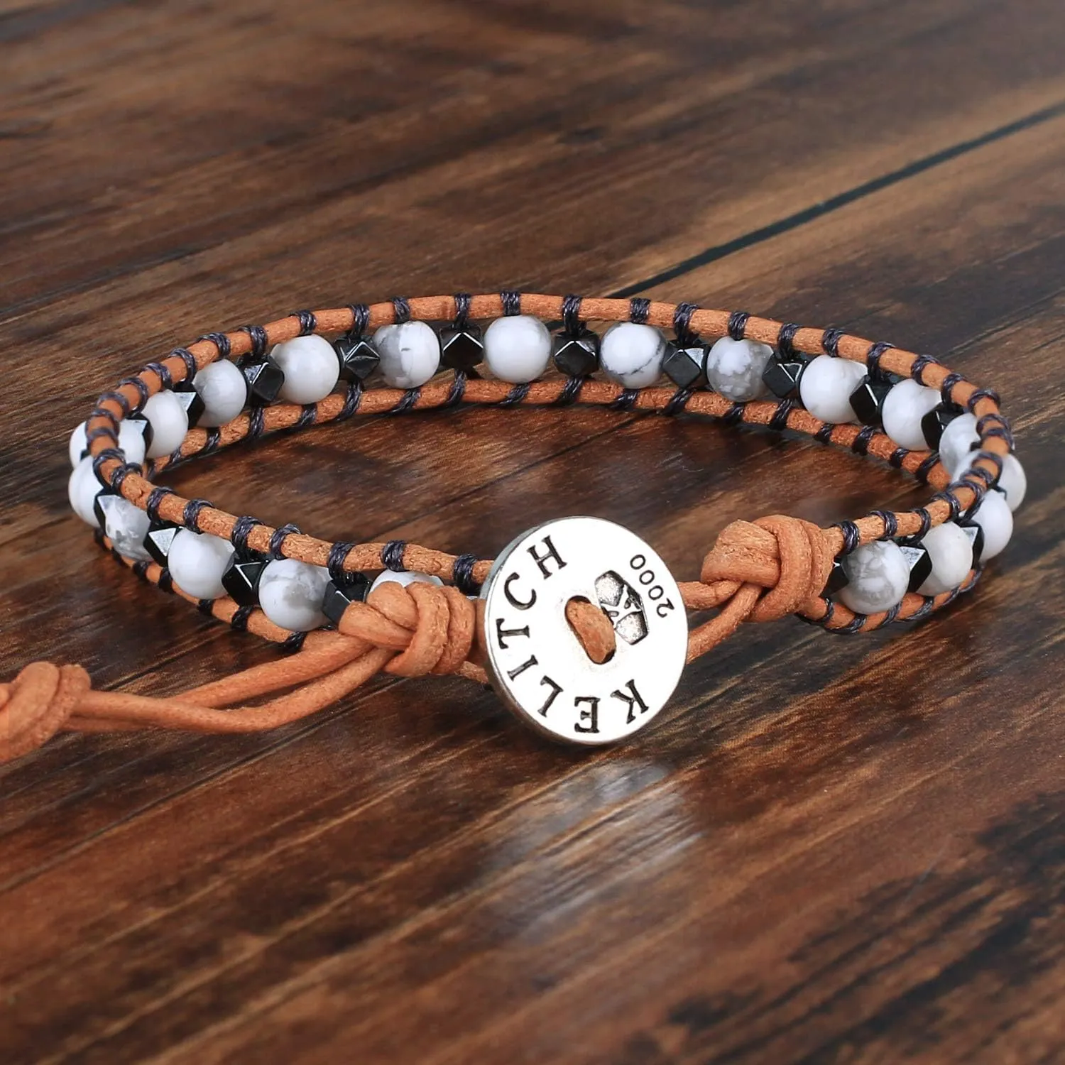 KELITCH White Turquoise Beaded Bracelet Handmade Wrap Bangle Bracelets Women Boho Jewelry Adjustable Bracelets Jewelry Gifts