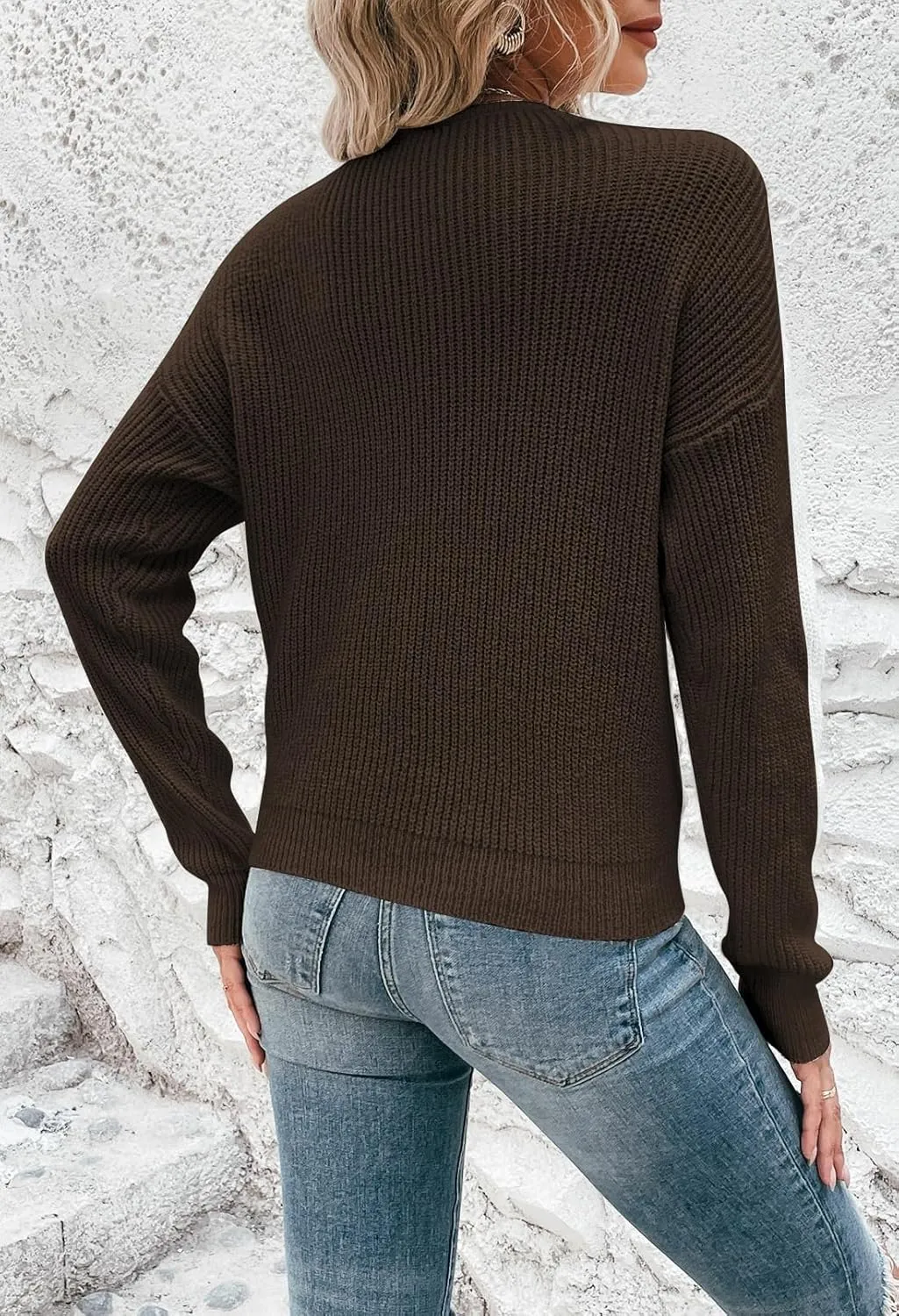Kisscynest Womens Sweaters 2024 Casual Sexy V Neck Long Sleeve Pullover Sweaters Twsit Knot Knit Cropped Jumper Tops