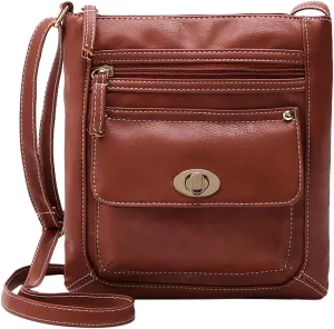 Ladies Fashion Capacity Adjustable Shoulder Belt Turnbuckle Versatile Single Shoulder Briefcase (Brown, One Size)