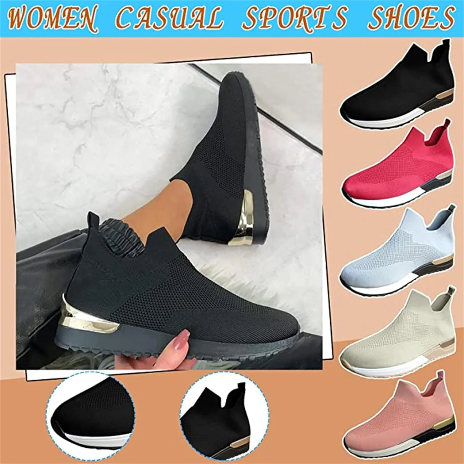 Ladmiple Gym Shoes For Women Workout Memory Foam Slip On Walking Shoes Casual Comfort Fashion Tennis Running Sneakers
