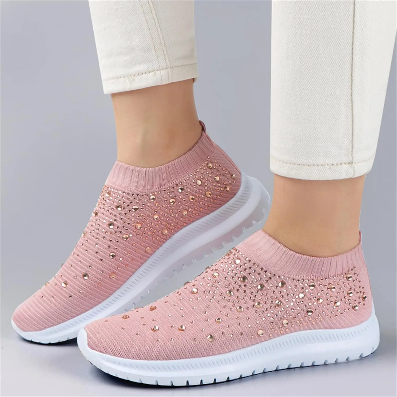 Ladmiple Gym Shoes For Women Workout Running Slip On Walking Shoes Non Slip Breathable Casual Athletic Tennis Sneakers