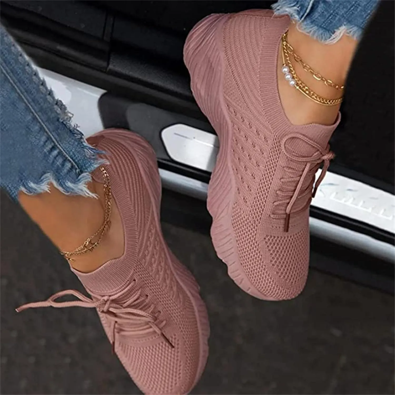 Ladmiple Gym Shoes For Women Workout Running Walking Shoes Lightweight Non Slip Casual Slip On Athletic Tennis Sneakers
