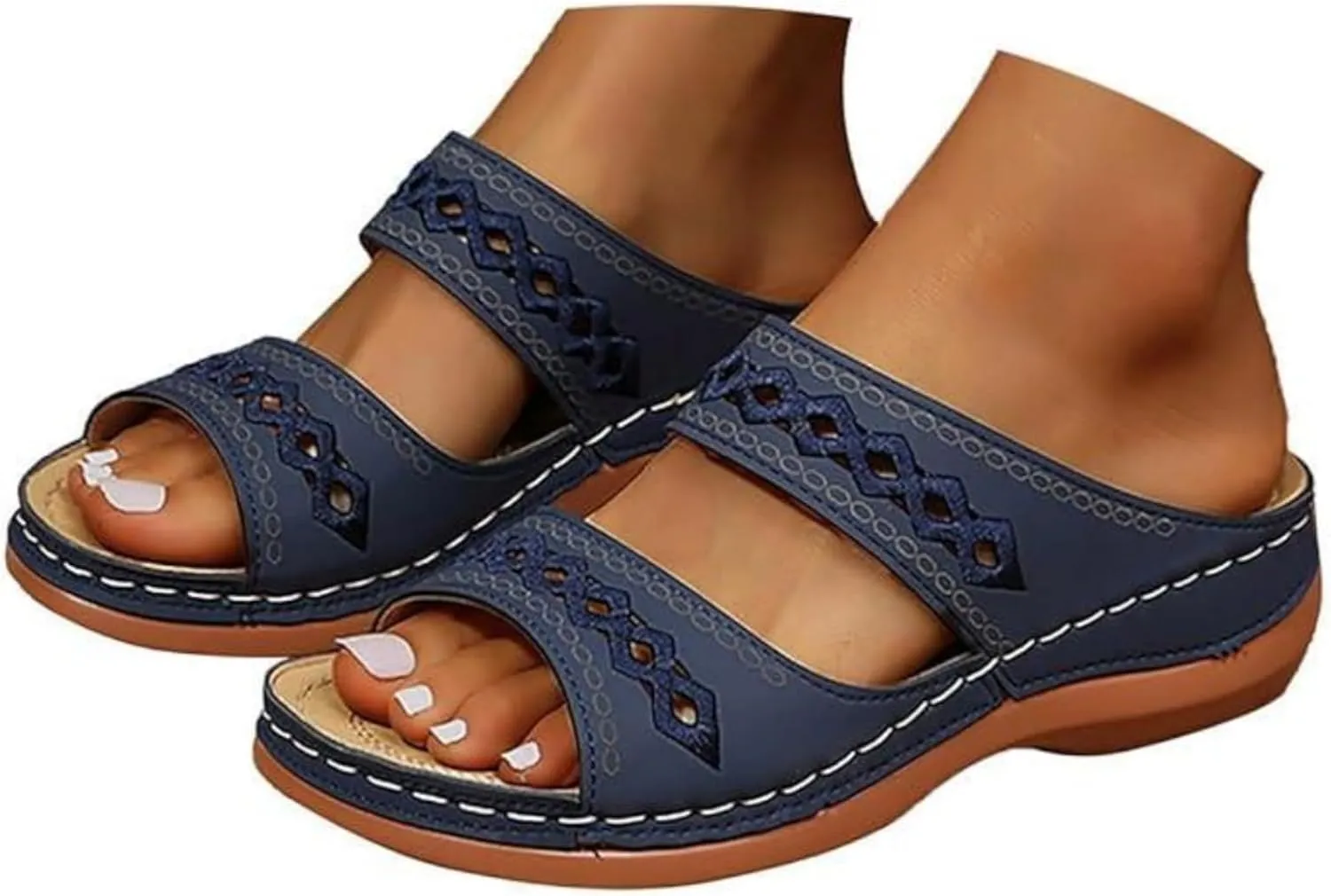 Ladmiple Sandals Women Dressy Summer Flat Island Cute Casual Beach Shoes Comfortable Orthopedic Flip Flops Orthotic Slides