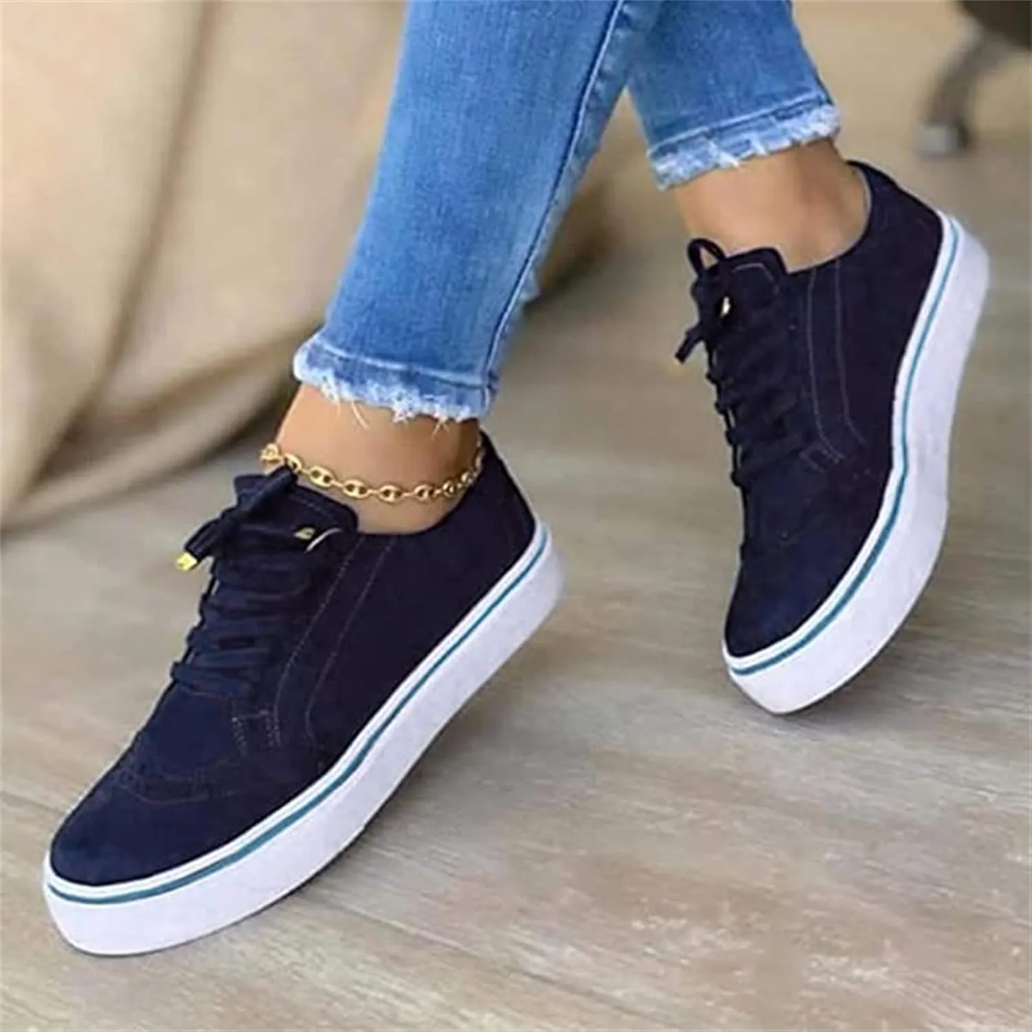 Ladmiple Shoes For Women Sneakers Slip Ons Lace ups Casual Leather Walking Shoes Summer Fashion Platform Flats Loafers