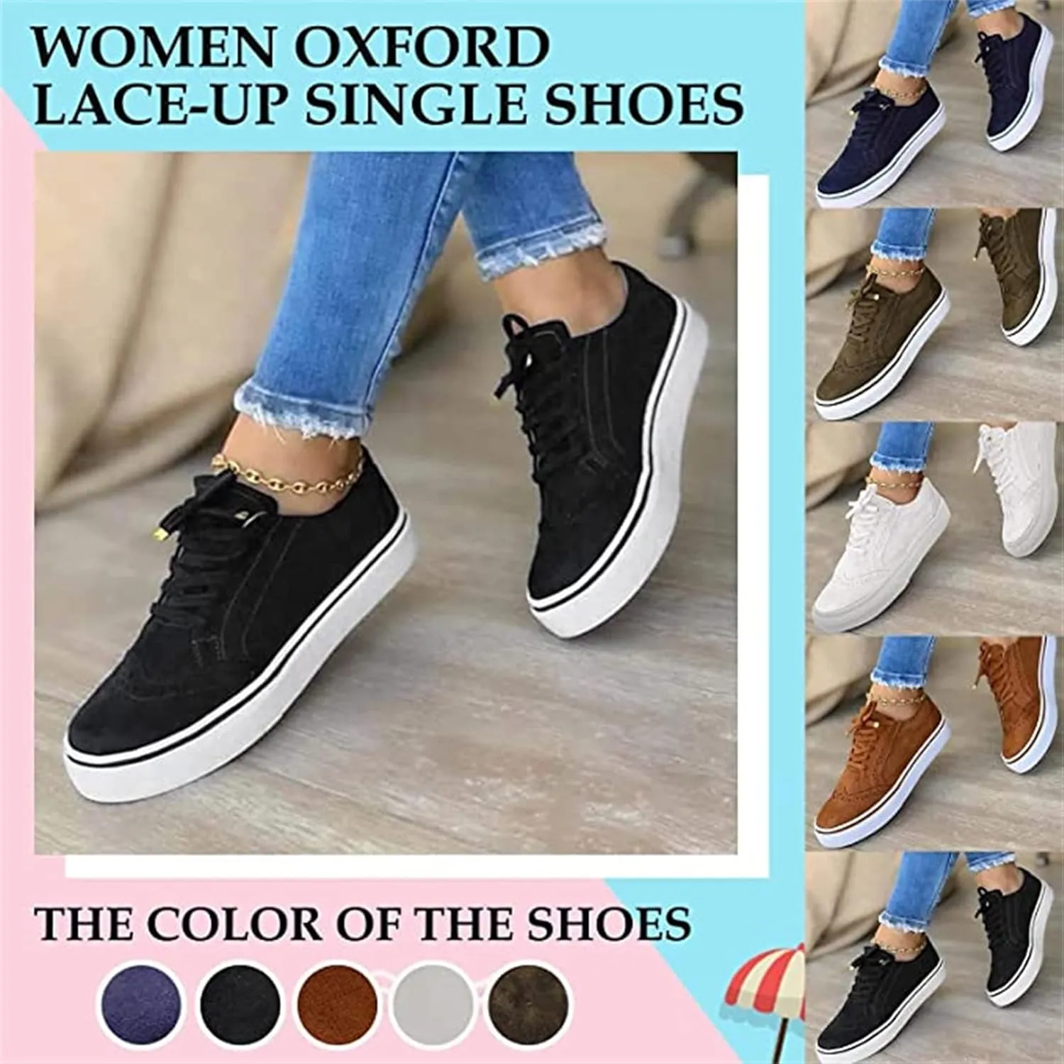 Ladmiple Shoes For Women Sneakers Slip Ons Lace ups Casual Leather Walking Shoes Summer Fashion Platform Flats Loafers