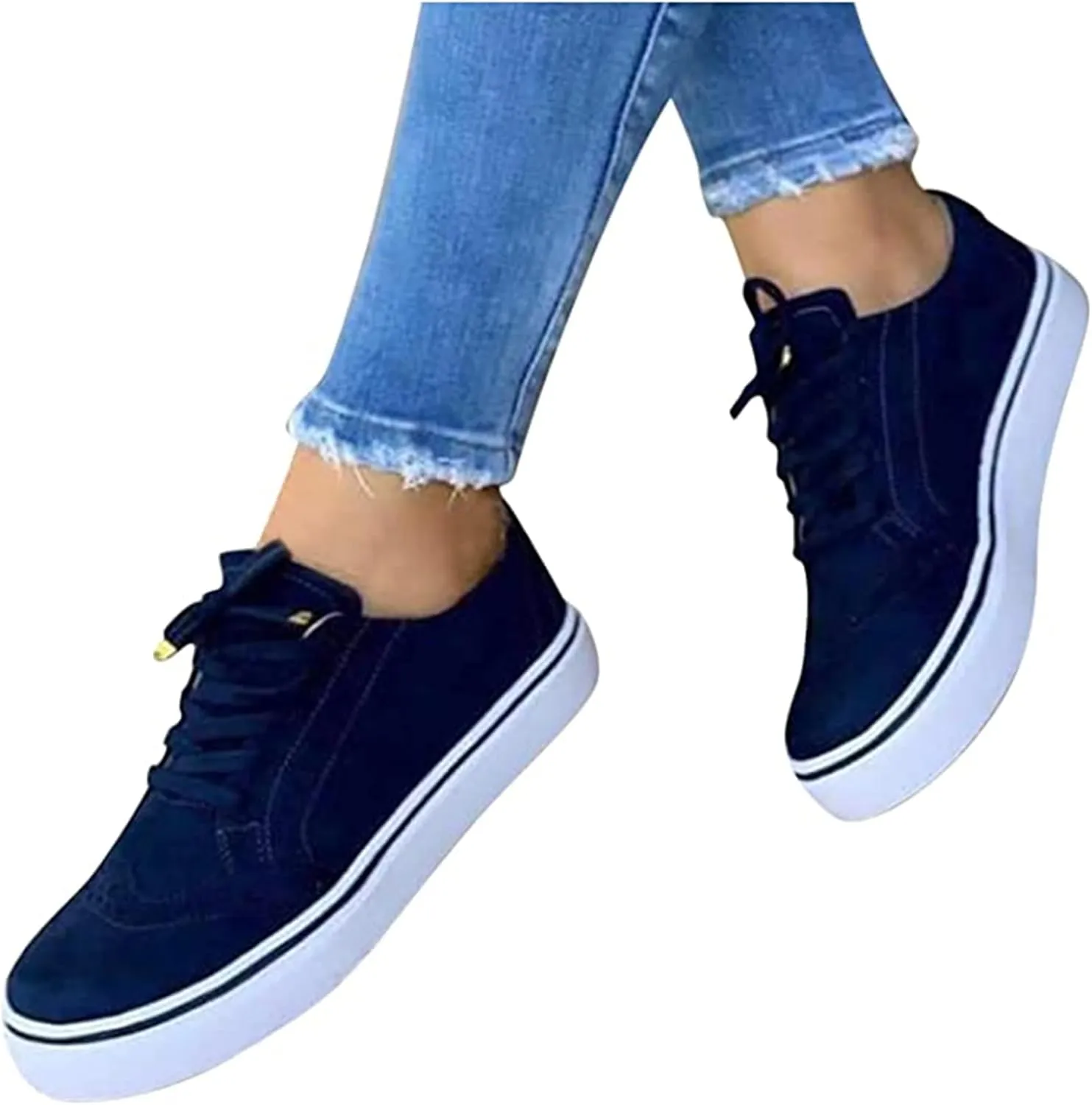 Ladmiple Shoes For Women Sneakers Slip Ons Lace ups Casual Leather Walking Shoes Summer Fashion Platform Flats Loafers