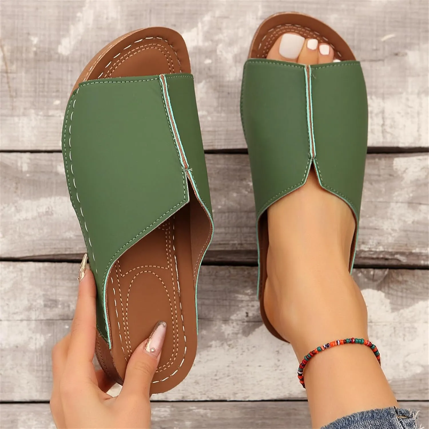 Ladmiple Summer Sandals For Women 2024 Trendy Casual Orthotic Flips Flops Arch Support Flat feet Orthopedic Slippers Slides