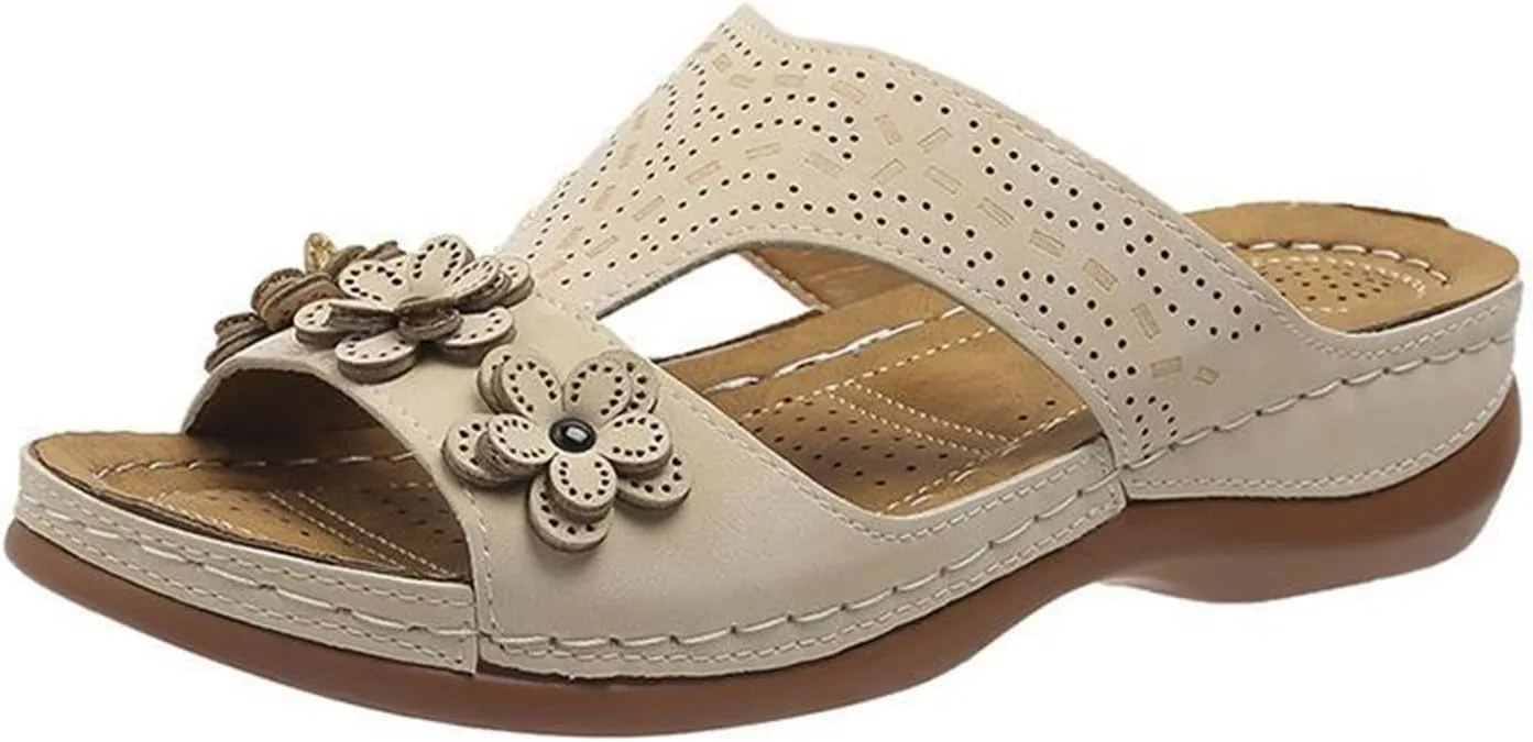 Ladmiple Womens Sandals Comfortable Dressy Wedge Heel Orthotic Flip Flops Walking Arch Support Summer Orthopedic Slippers