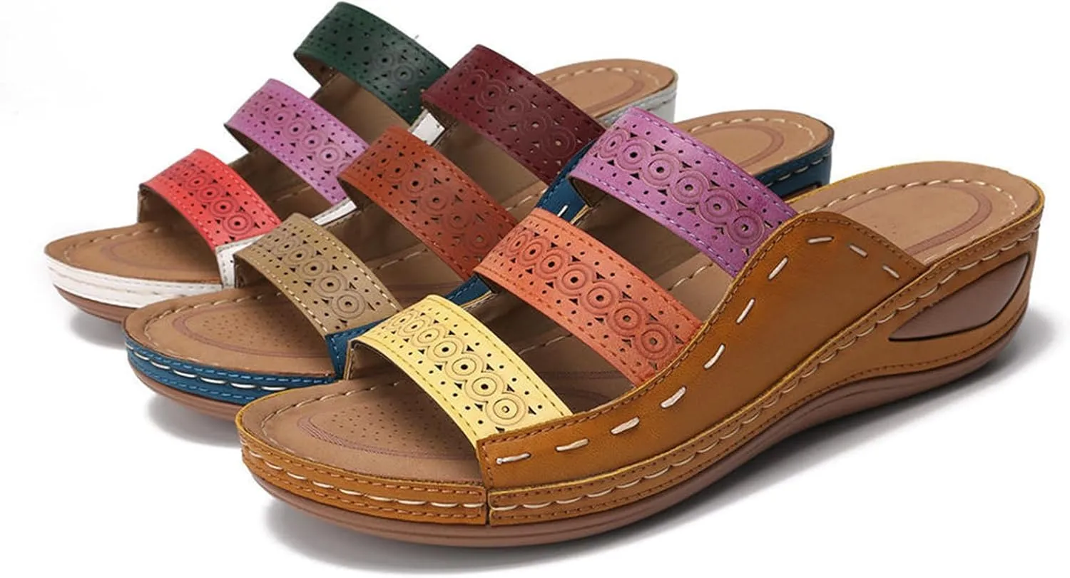 Ladmiple Womens Sandals Comfortable Walking Dressy Orthopedic Slippers Summer Slip On Orthotic Flip Flops with Arch Support