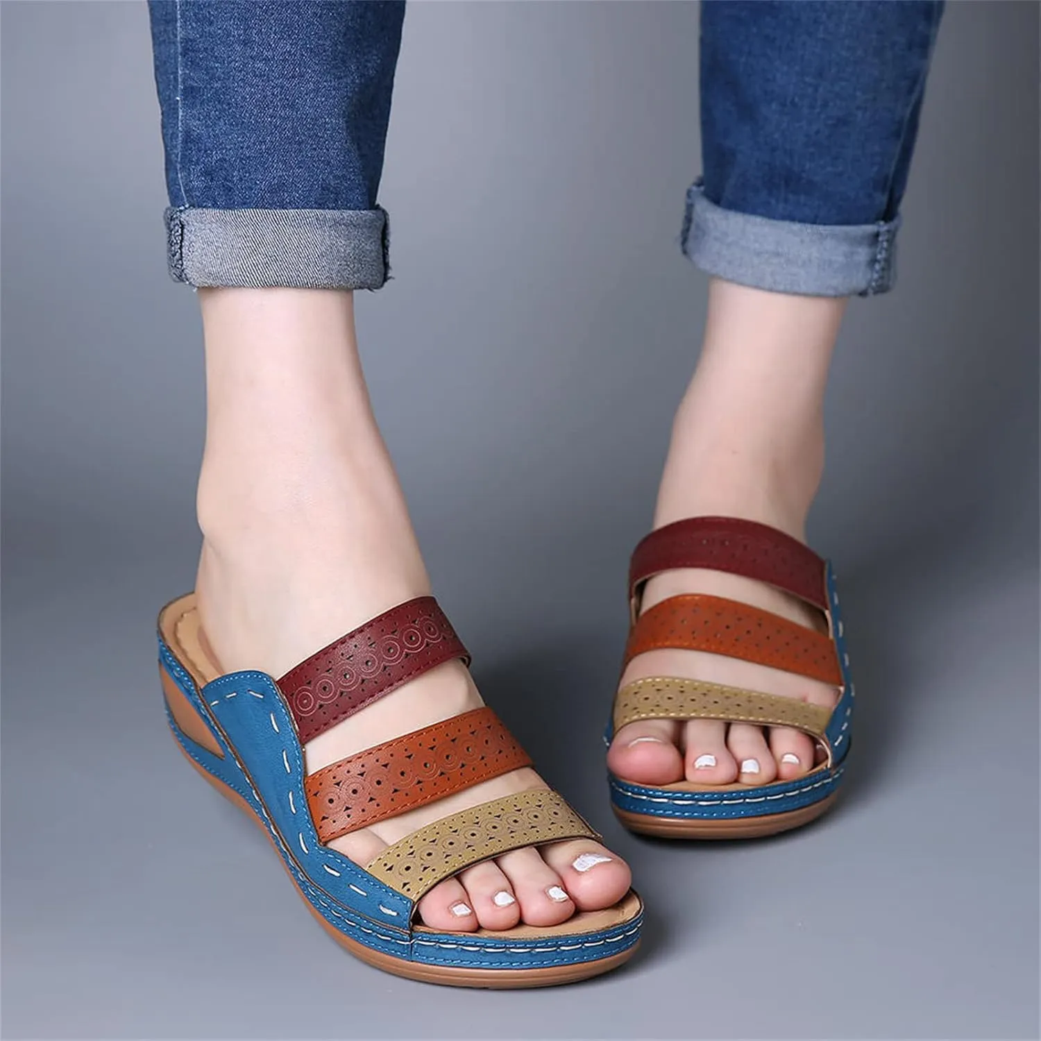 Ladmiple Womens Sandals Comfortable Walking Dressy Orthopedic Slippers Summer Slip On Orthotic Flip Flops with Arch Support