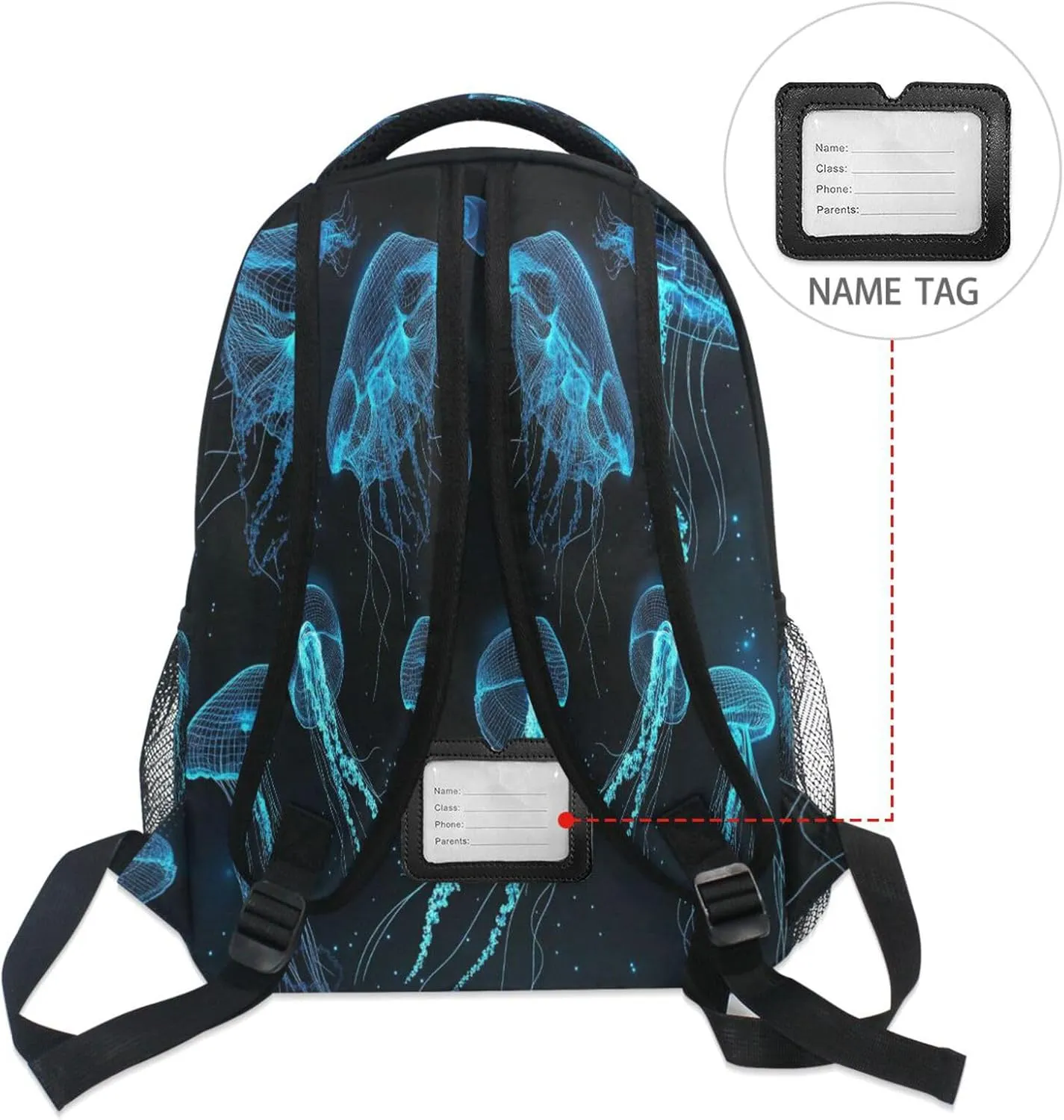 Laptop Backpack for Men and Women Fashion Carry On Backpacks with Chest Strap for Business Work College Travel Trip Jelly Fish
