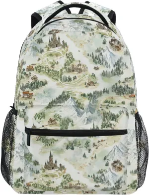 Laptop Backpack for Men Women Fashion Laptop Bag with Chest Strap for Business Work College Travel Trip Game Map