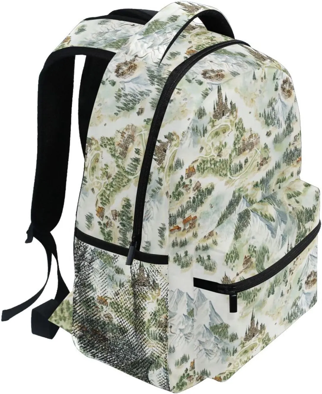 Laptop Backpack for Men Women Fashion Laptop Bag with Chest Strap for Business Work College Travel Trip Game Map
