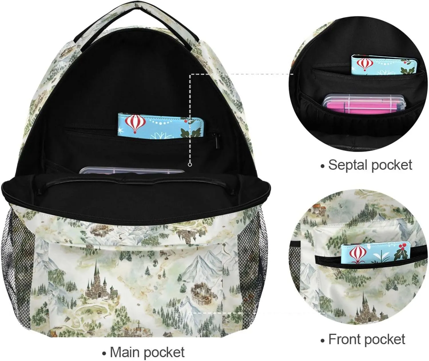 Laptop Backpack for Men Women Fashion Laptop Bag with Chest Strap for Business Work College Travel Trip Game Map
