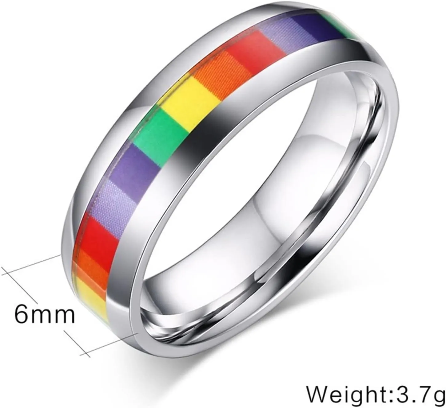 Large Stacking Rings, Mens Rings Jewelry Silver LGBT Ring 6mm Stainless Steel Jewelry Ring for Birthday