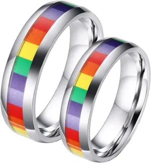Large Stacking Rings, Mens Rings Jewelry Silver LGBT Ring 6mm Stainless Steel Jewelry Ring for Birthday