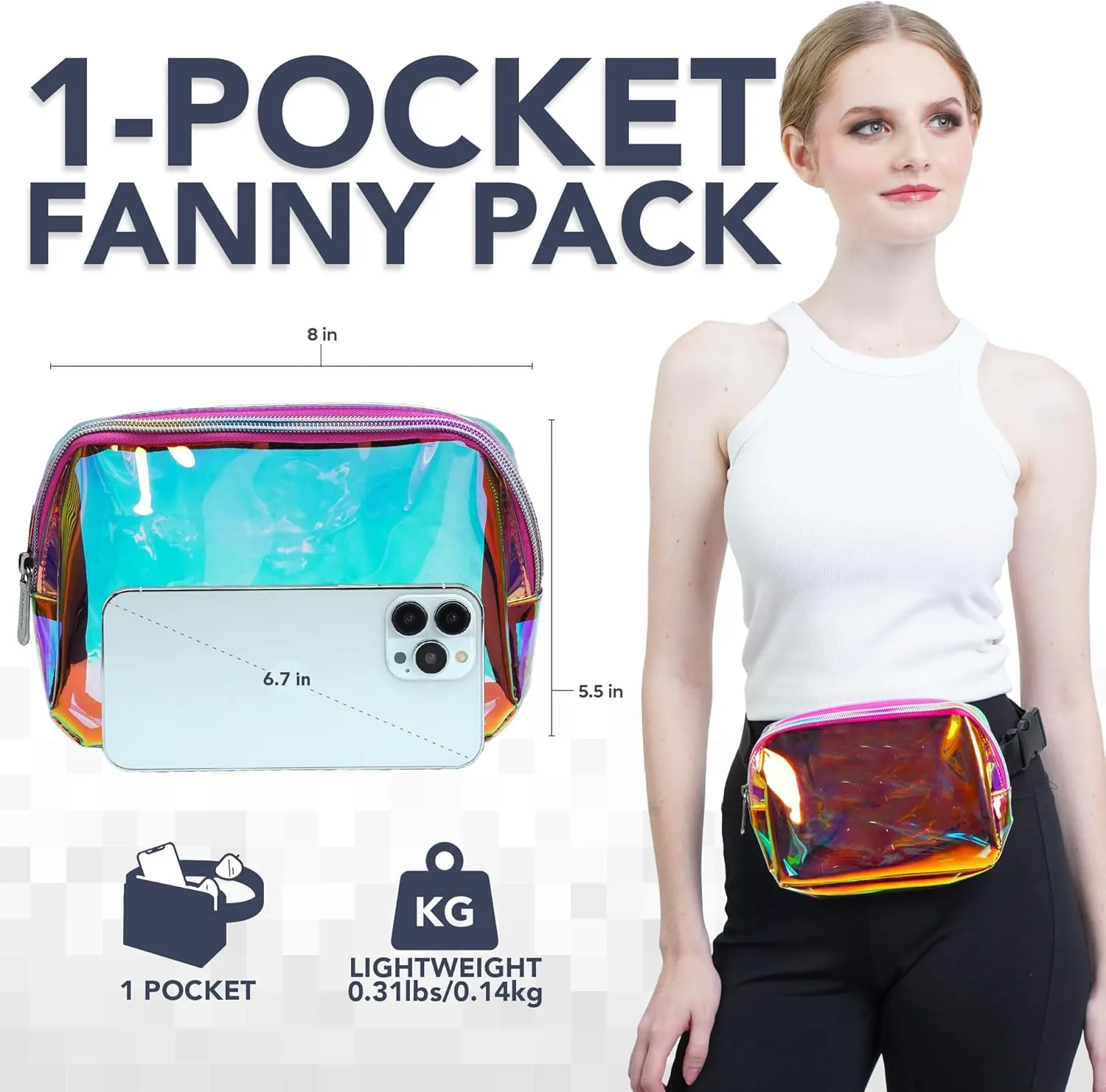 Laser Gold Pink Crossbody Belt Bag for Women  Stylish Fanny Pack, Functional and Fashion Waist Packs for Travel, Festivals, and Everyday Use