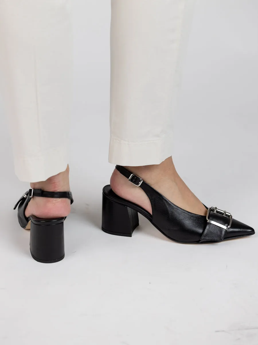 Laura Bellariva Slingback med spenne, slvdetaljer og kraftig hel