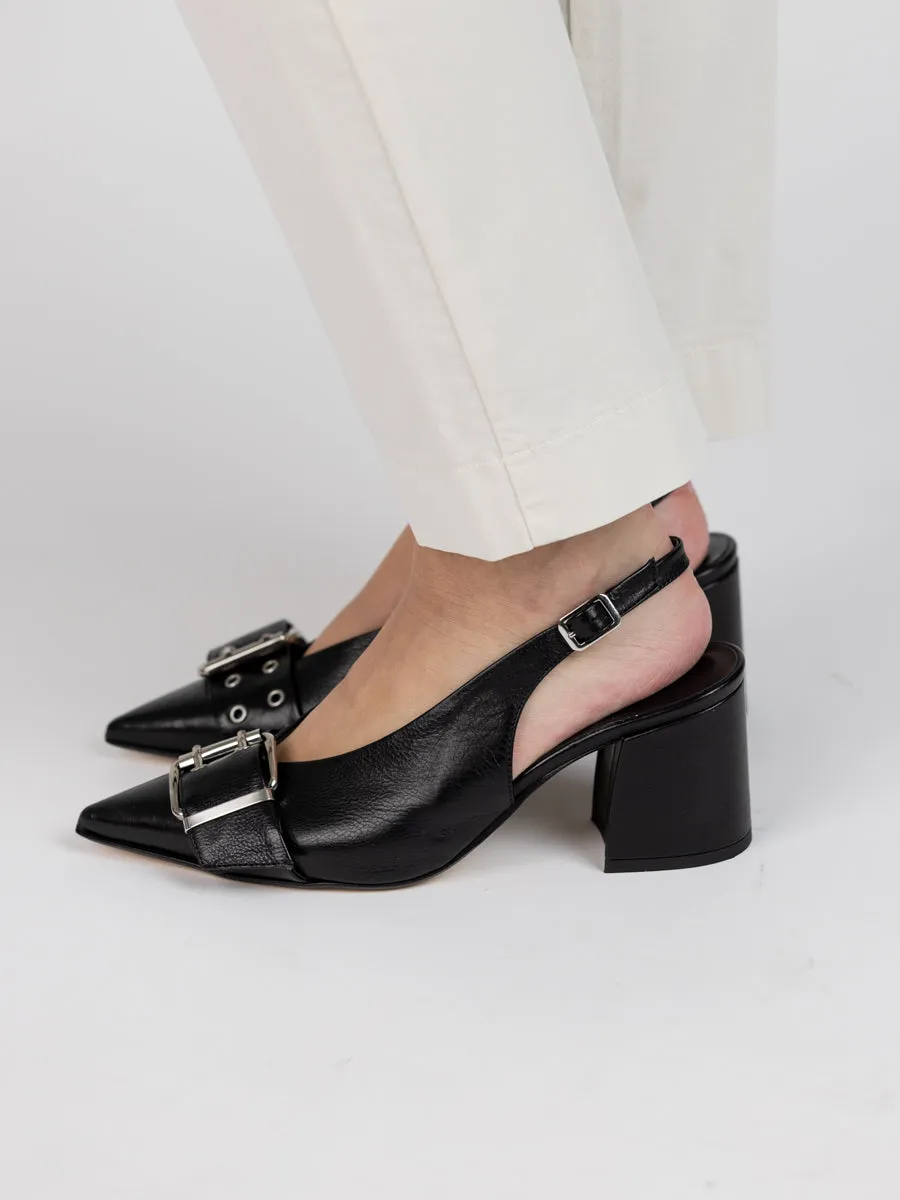 Laura Bellariva Slingback med spenne, slvdetaljer og kraftig hel