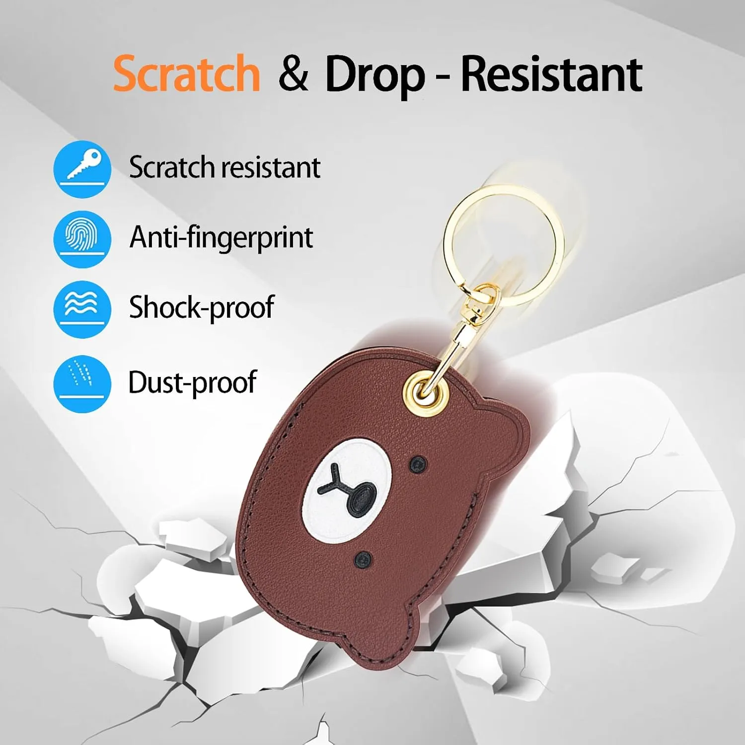 Leather Keychain Case Holder Compatible with Apple AirTag, GPS Airtag Keychain Finder Tracker with Key Ring, Anti-Scratch Protective Air Tag Cover