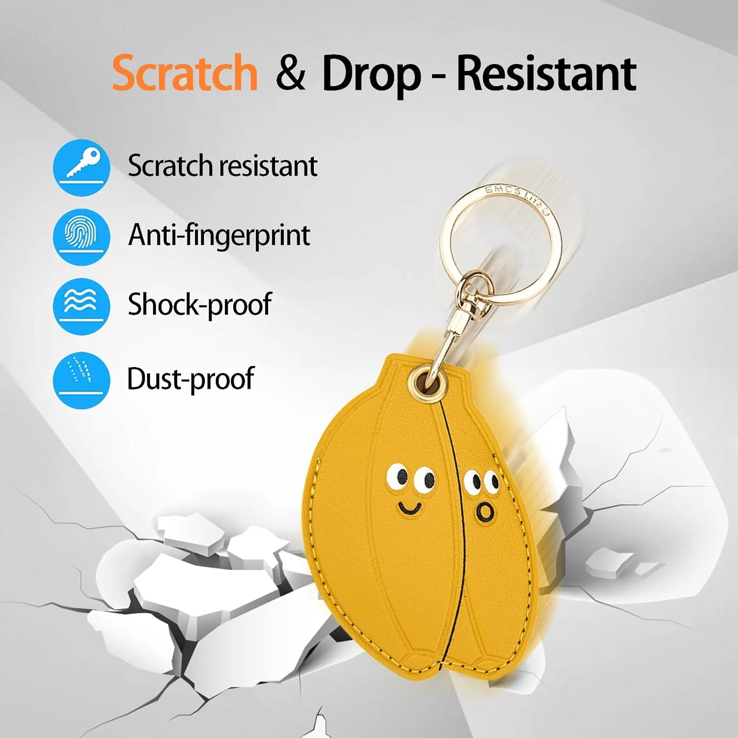 Leather Keychain Case Holder Compatible with Apple AirTag, GPS Airtag Keychain Finder Tracker with Key Ring, Anti-Scratch Protective Air Tag Cover
