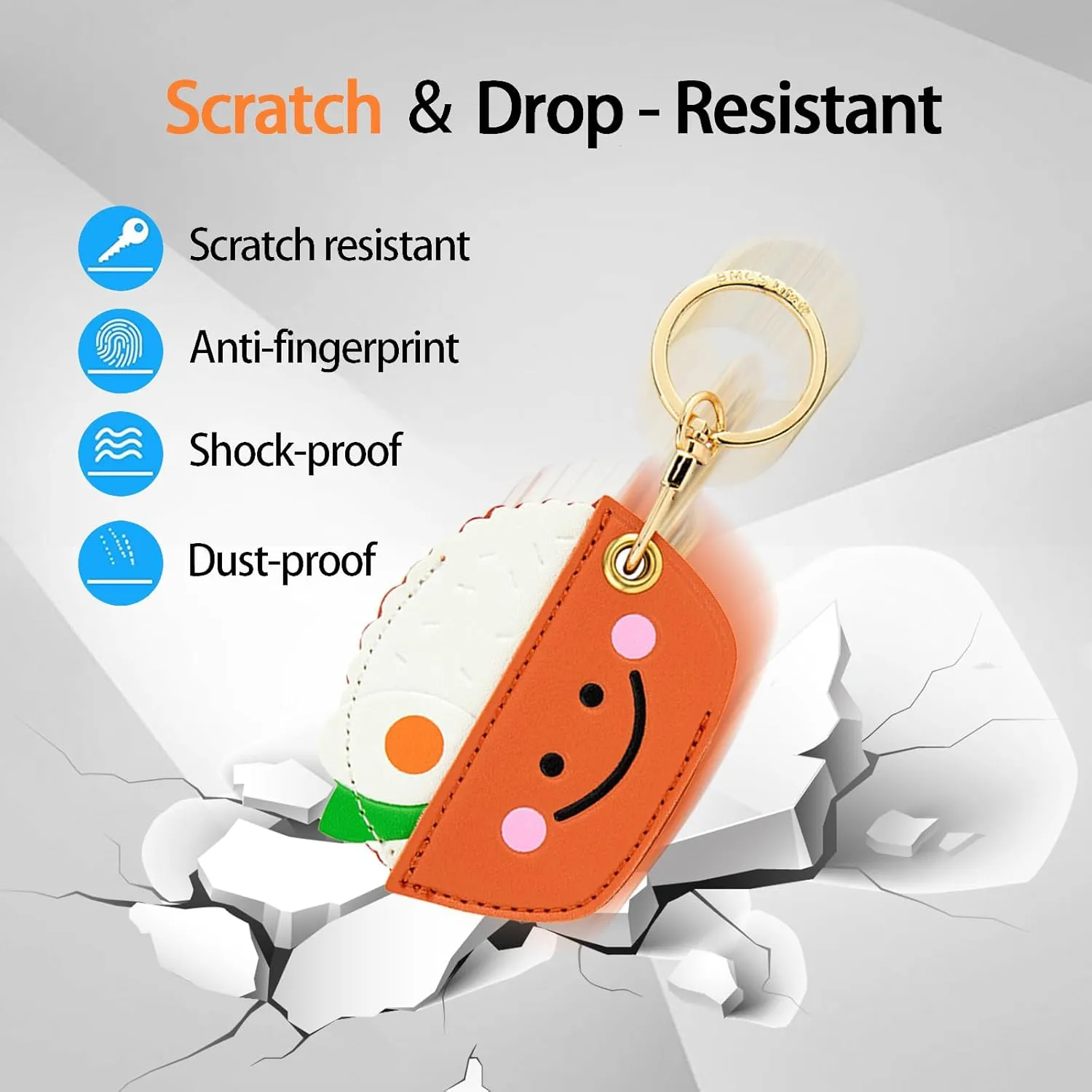 Leather Keychain Case Holder Compatible with Apple AirTag, GPS Airtag Keychain Finder Tracker with Key Ring, Anti-Scratch Protective Air Tag Cover