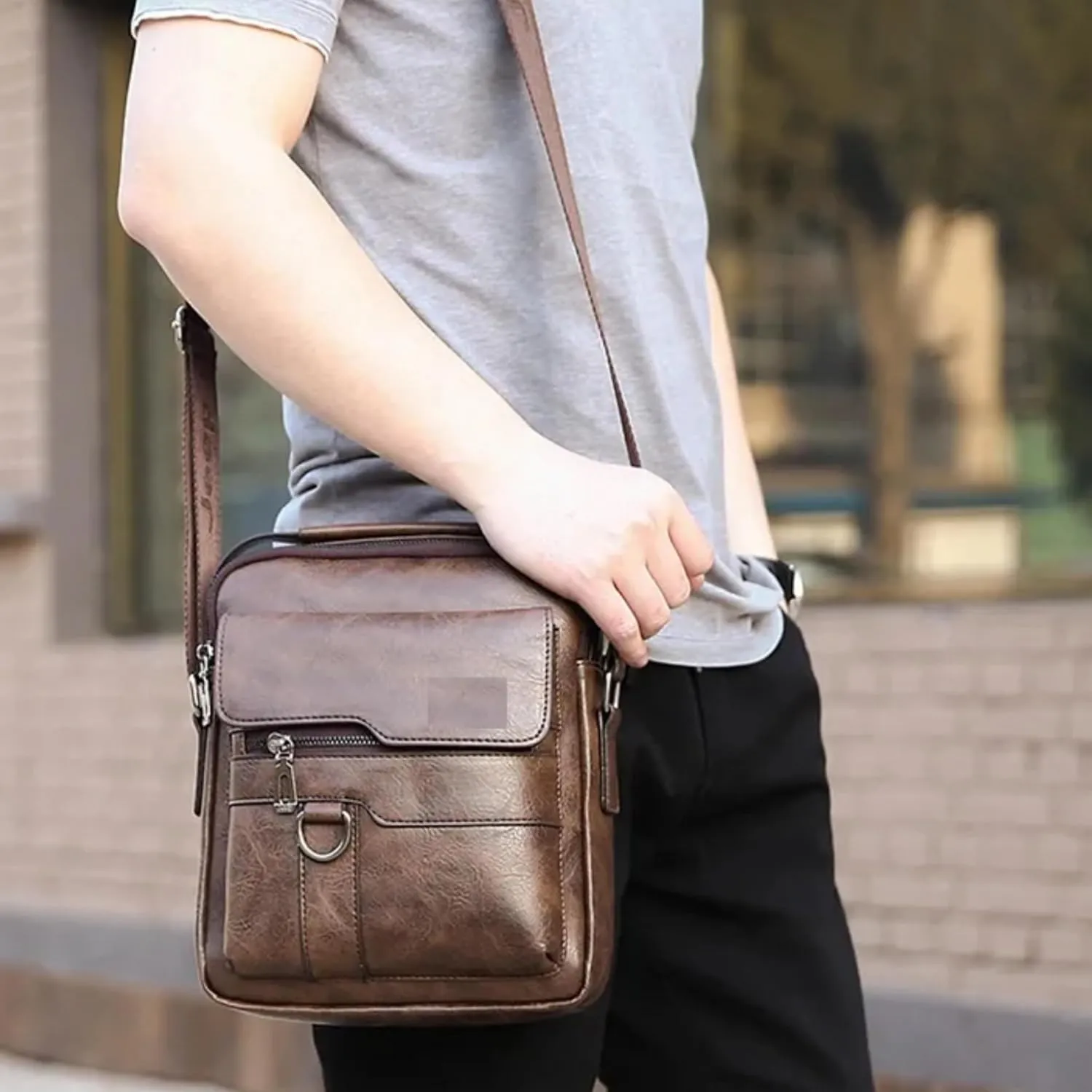 Leather Messenger Bag for Men, Stylish Briefcase for work & Office, Crossbody design, sleek leather finish