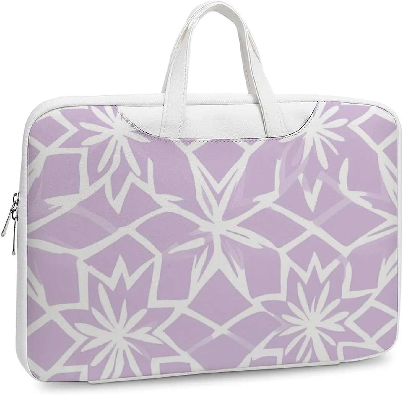 Light Purple Star Pattern Leather Bag Laptop Case Slim Water Resistant Computer Bags with Handle Briefcase for Work