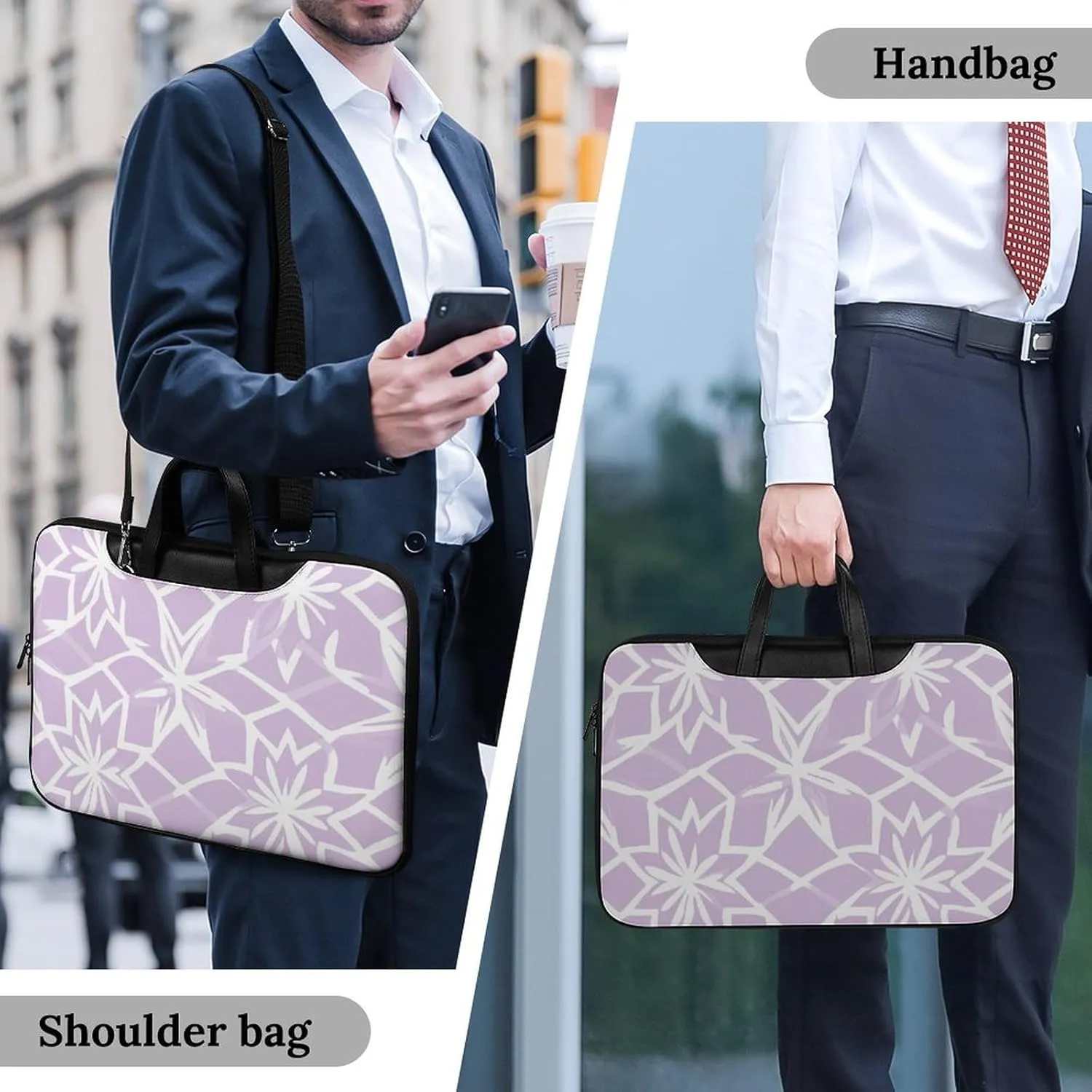 Light Purple Star Pattern Leather Bag Laptop Case Slim Water Resistant Computer Bags with Handle Briefcase for Work