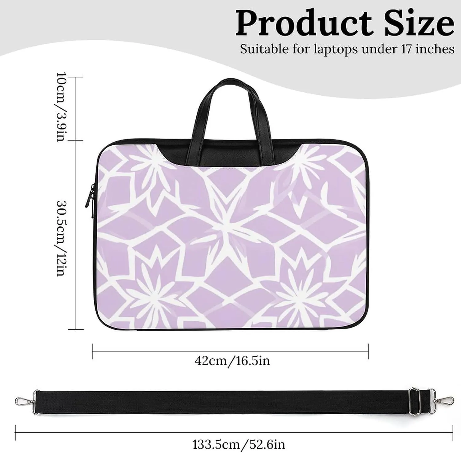 Light Purple Star Pattern Leather Bag Laptop Case Slim Water Resistant Computer Bags with Handle Briefcase for Work