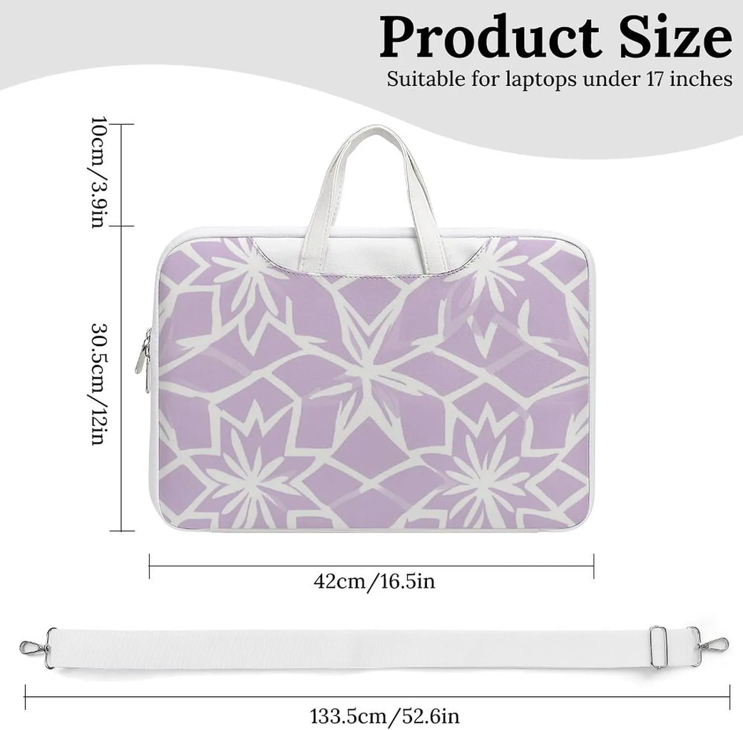 Light Purple Star Pattern Leather Bag Laptop Case Slim Water Resistant Computer Bags with Handle Briefcase for Work