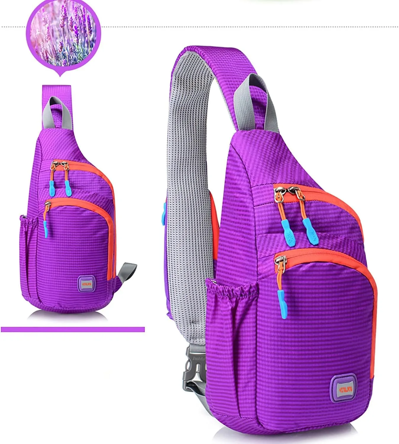 Lightweight Packable Backpack Nylon Fanny Pack Trendy Zipper Sling Bag With Side Pocket For Outdoor Sports