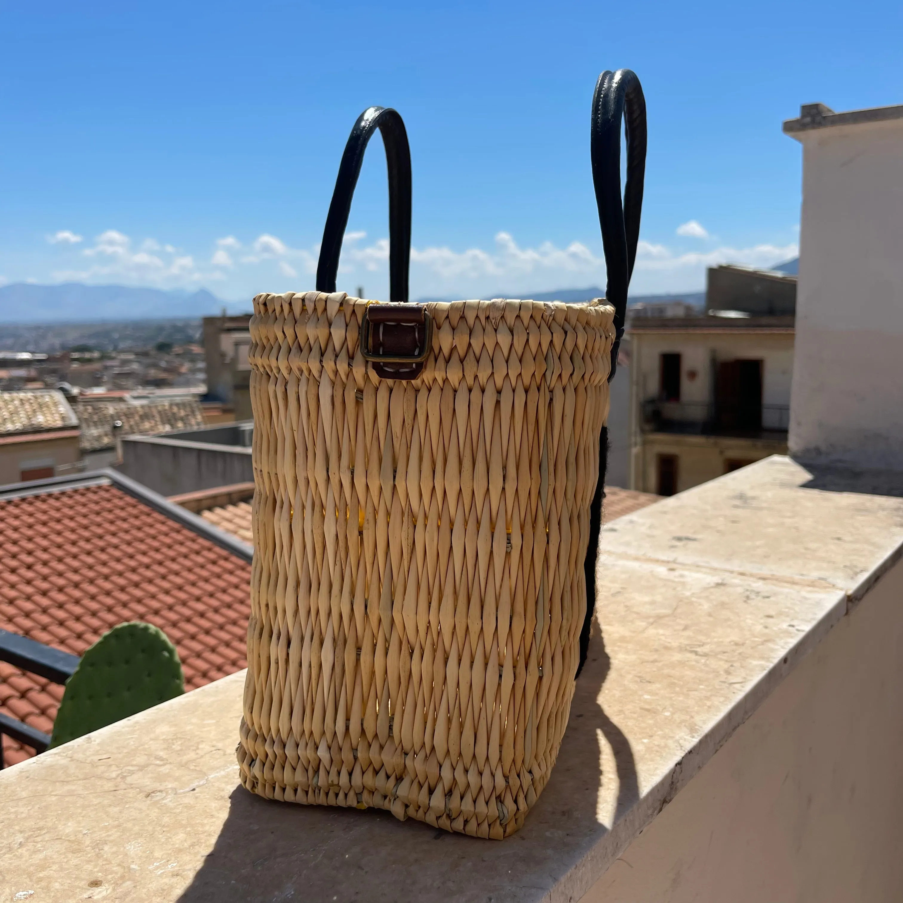 Lilliana CIAO Red Leather Handle Reed Bag