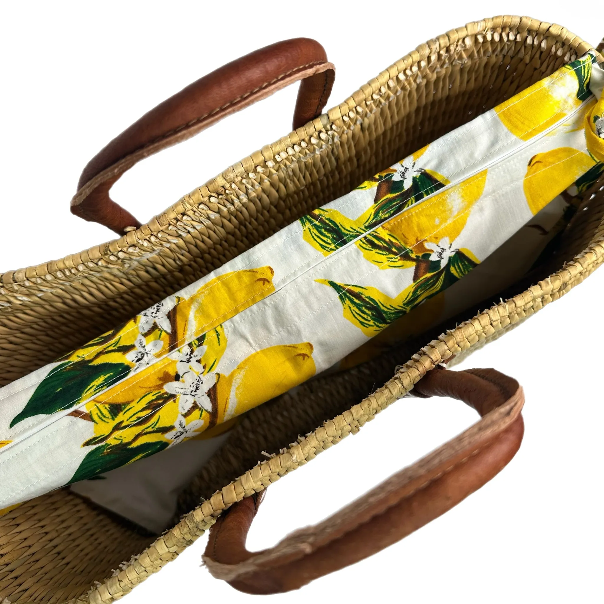 Lilliana I'd Rather Be In Italy Leather Handle Reed Bag